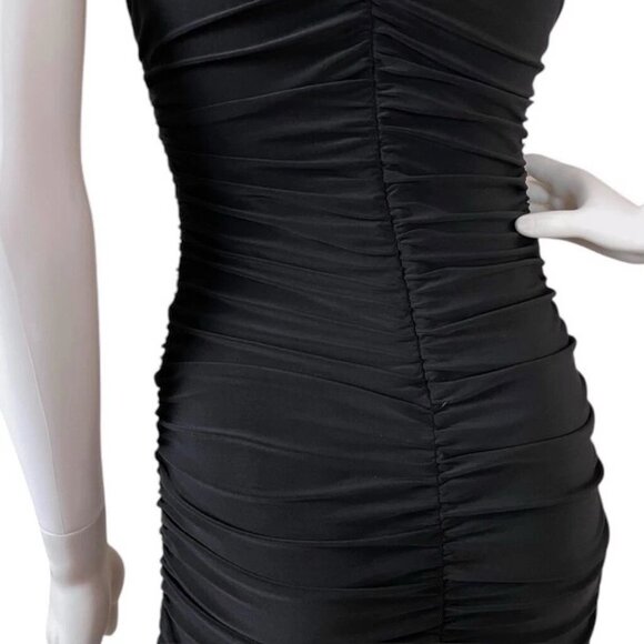 New Cache Leopard Print Sequined Ruched Bodycon Cocktail Dress Black Gray Size 2 - Picture 5 of 9